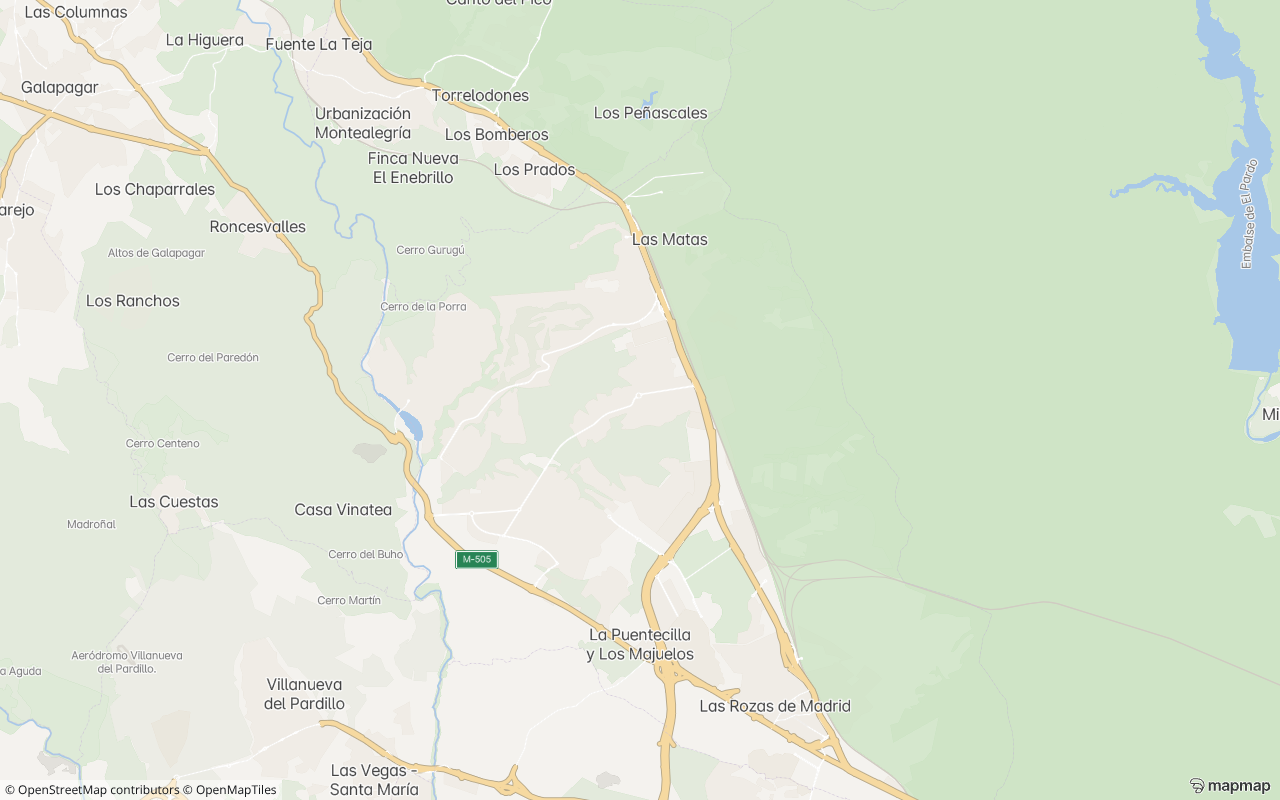 Mapa real de la A-6 entre Las Rozas y Torrelodones